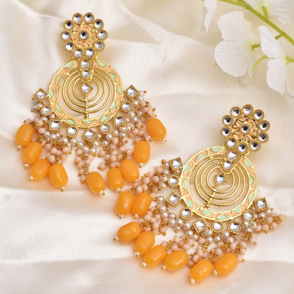 Atiksha Traditional Golden Dangler Earrings Set