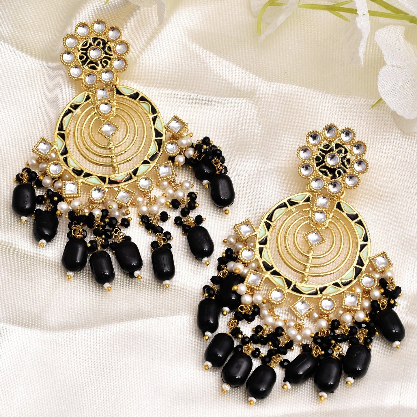 Atiksha Traditional Golden Dangler Earrings Set