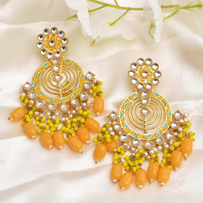 Atiksha Traditional Golden Dangler Earrings Set