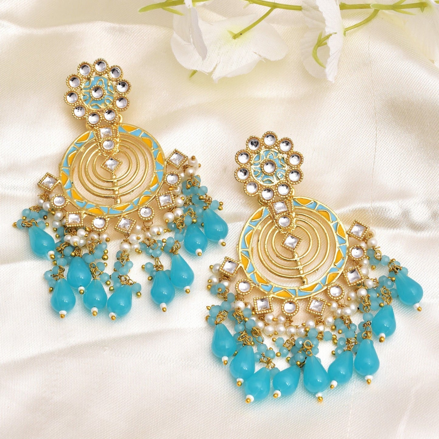 Atiksha Traditional Golden Dangler Earrings Set