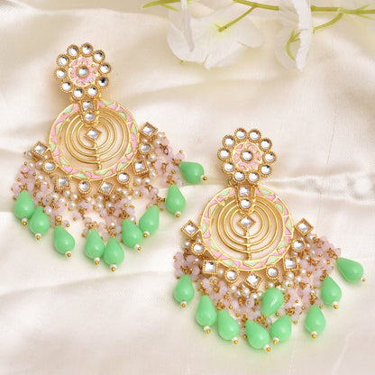 Atiksha Traditional Golden Dangler Earrings Set