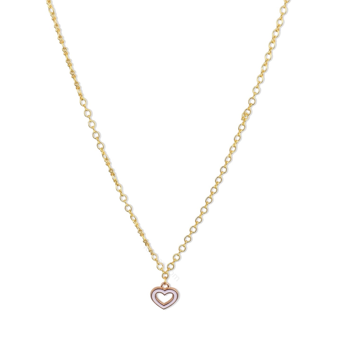 Gold Figure 8 Chain with White Heart Charms