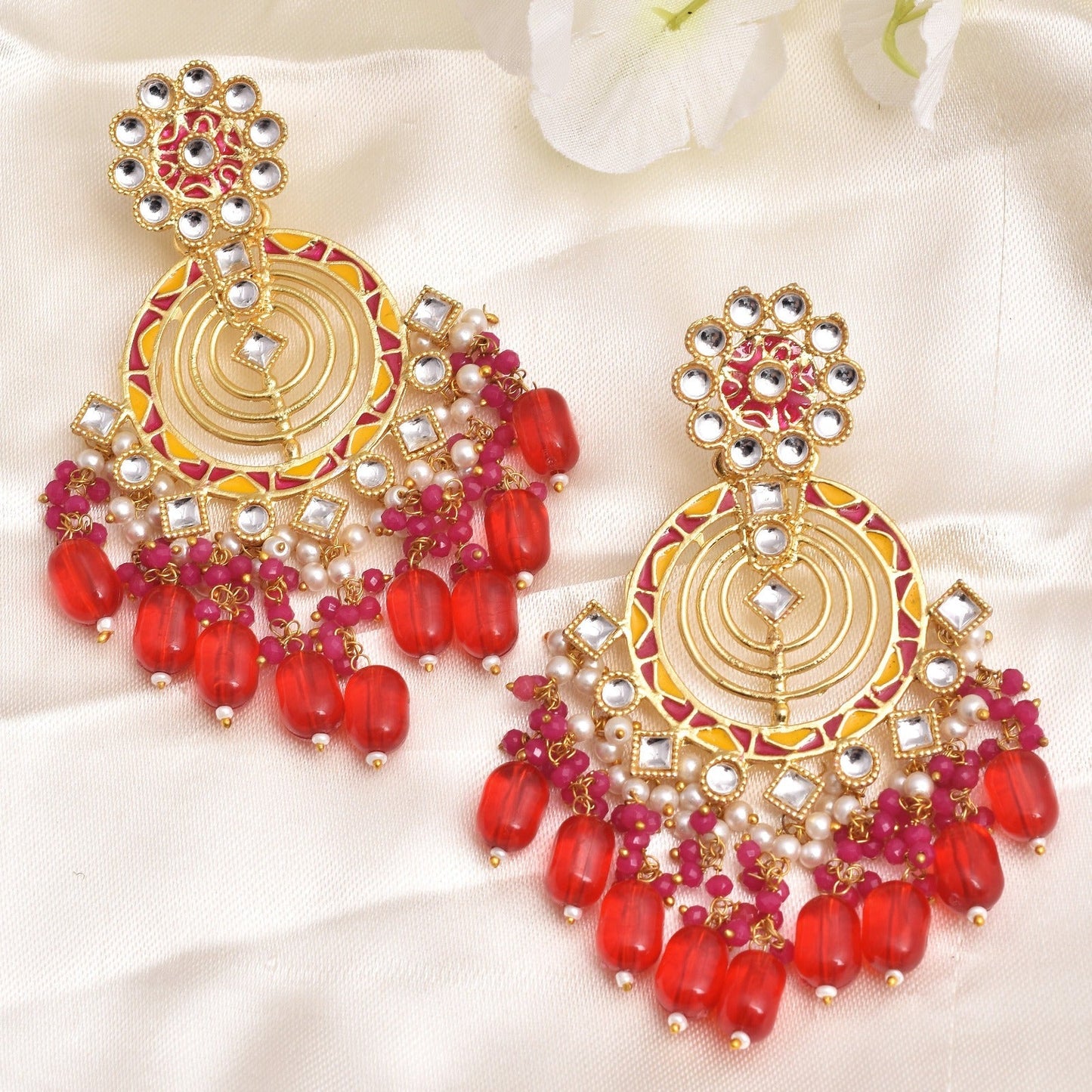 Atiksha Traditional Golden Dangler Earrings Set