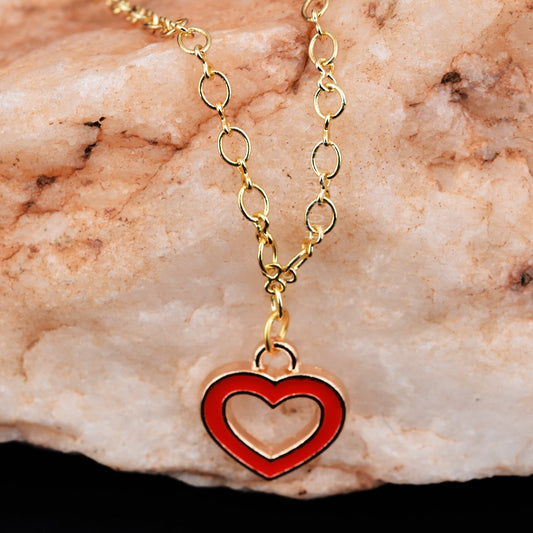 Gold Figure 8 Chain with Red Heart charms