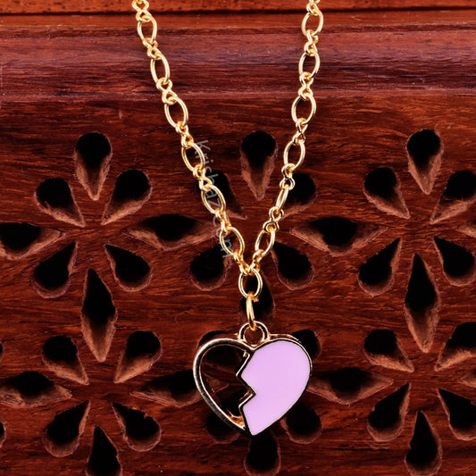 Gold Figure 8 Chain with Pink Heart charms