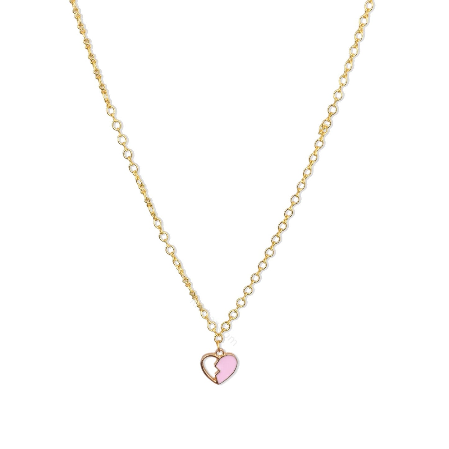 Gold Figure 8 Chain with Pink Heart charms