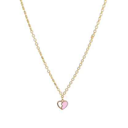 Gold Figure 8 Chain with Pink Heart charms