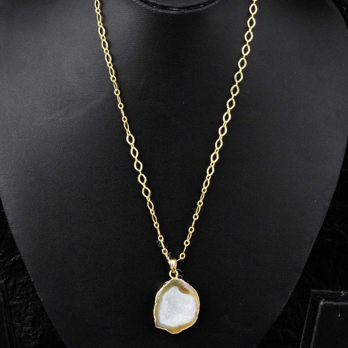 Natural Stone Pendant Natural Stone Pendant Charm With Cable Chain