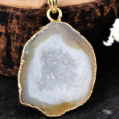 Natural Stone Pendant Natural Stone Pendant Charm With Cable Chain