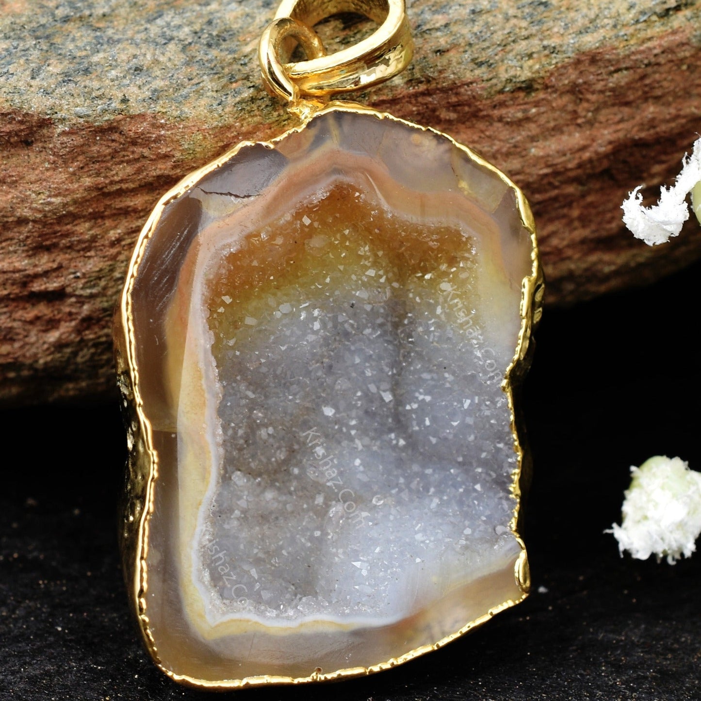 Natural Stone Pendant Natural Stone Pendant Charm With Cable Chain