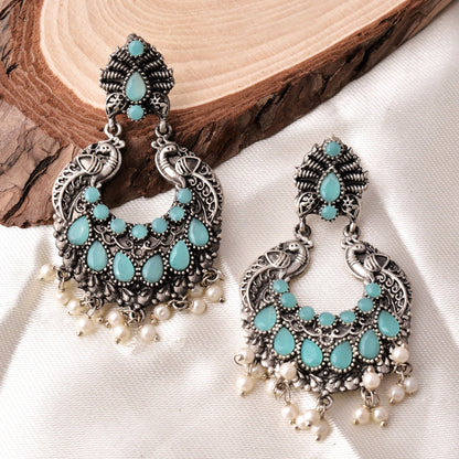 Meenal Peacock Dangler Earrings