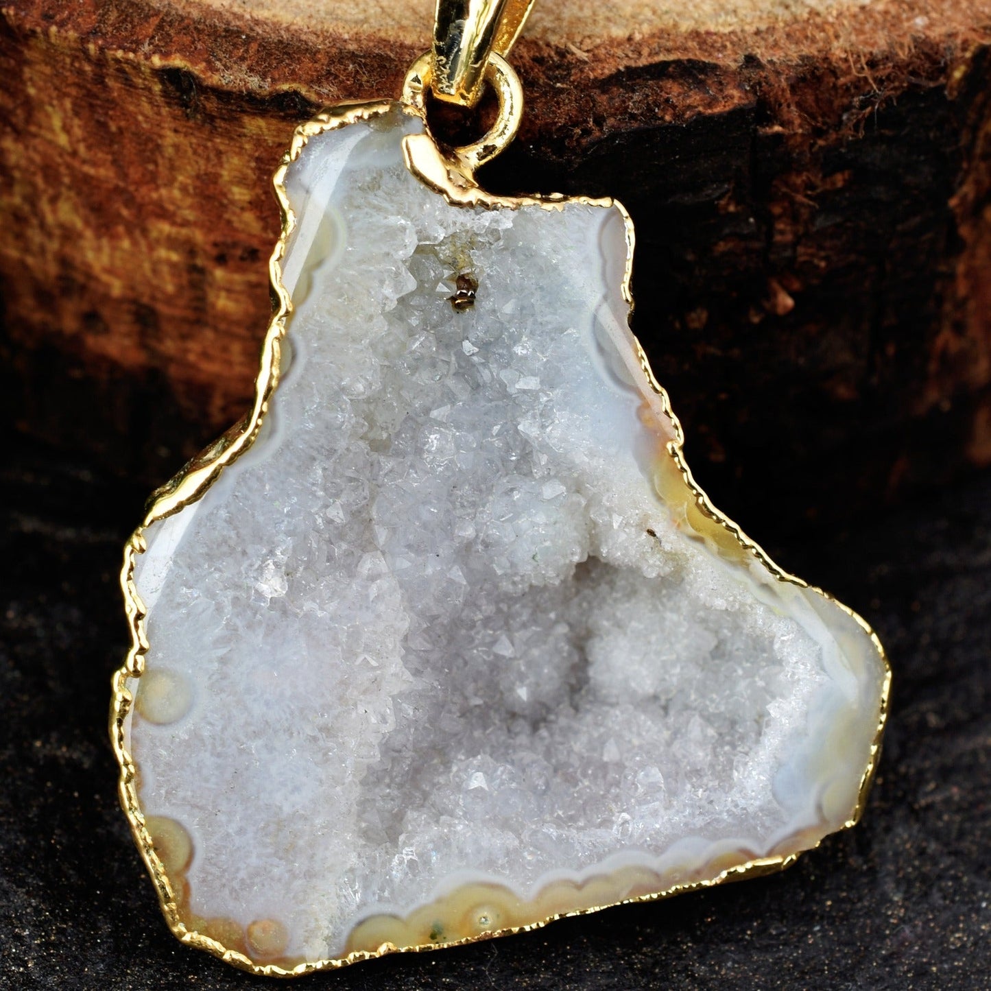 Natural Stone Pendant Natural Stone Pendant Charm With Cable Chain