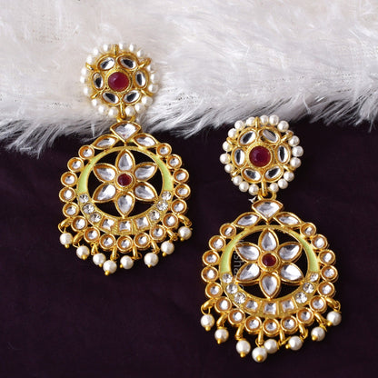 Nehul Traditional Style Golden Dangler Earrings