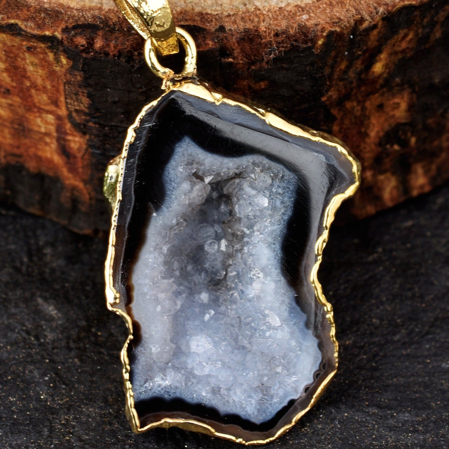 Natural Stone Pendant Natural Stone Pendant Charm With Cable Chain