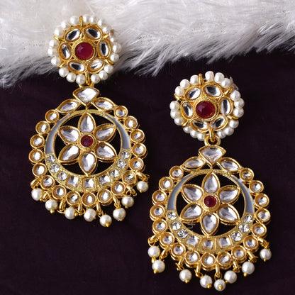 Nehul Traditional Style Golden Dangler Earrings