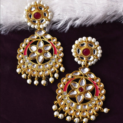 Nehul Traditional Style Golden Dangler Earrings