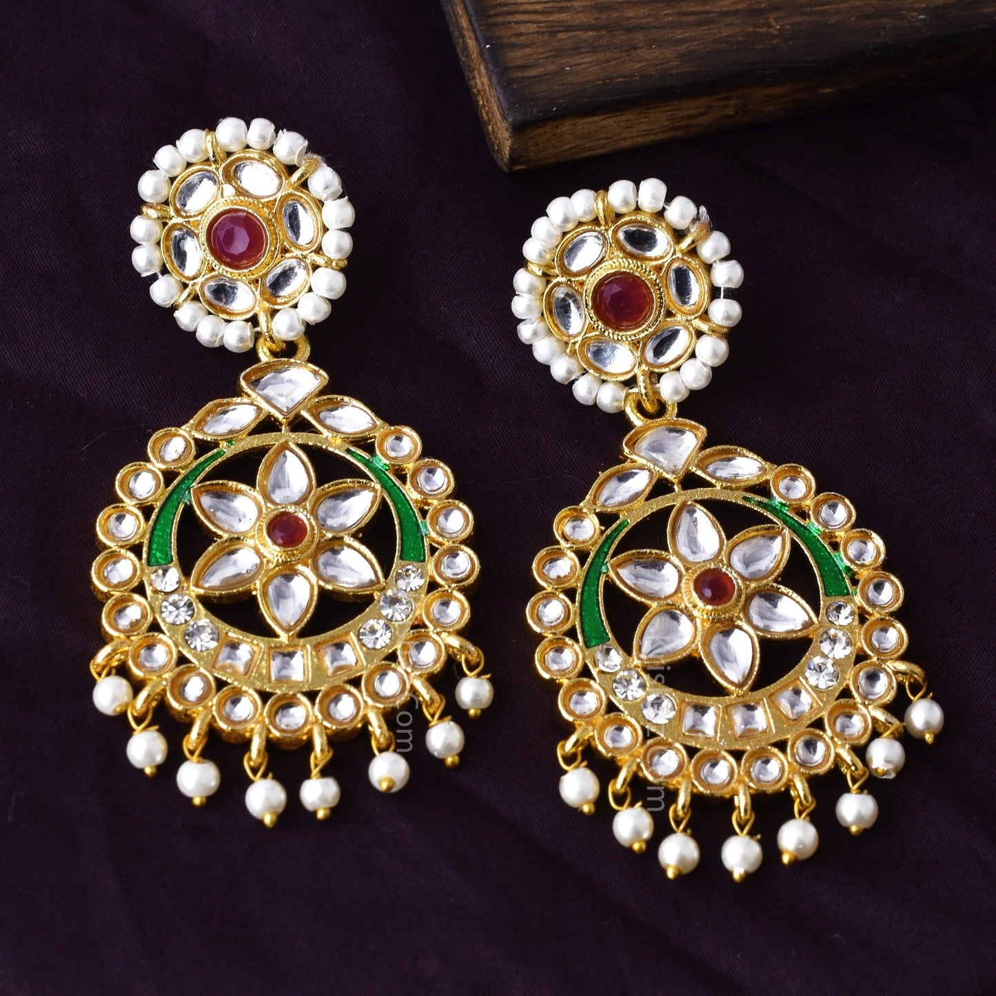 Nehul Traditional Style Golden Dangler Earrings