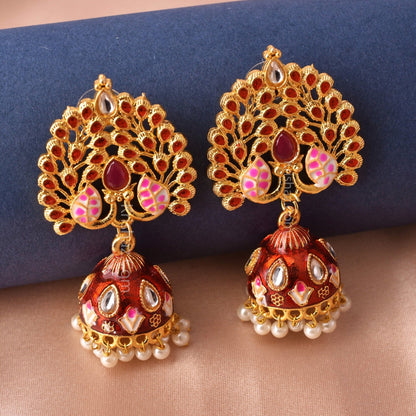 Arika Golden Jhumka Earrings