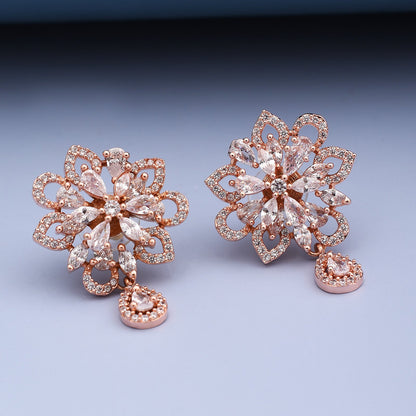 Stacy Rose Gold Dangler Earrings - CZE