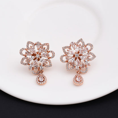 Stacy Rose Gold Dangler Earrings - CZE