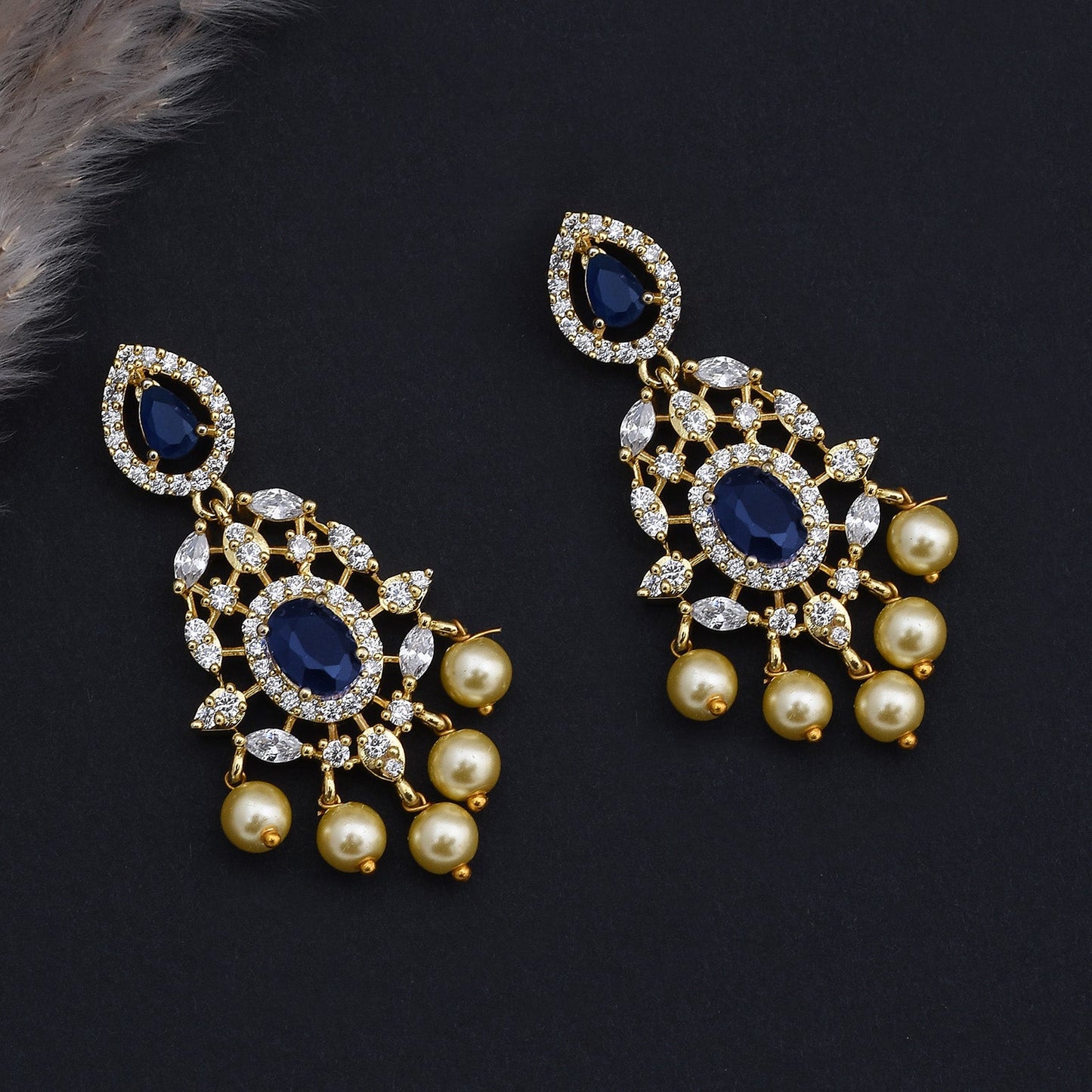 Eric Gold Plated Cz Dangler Earrings - CZE