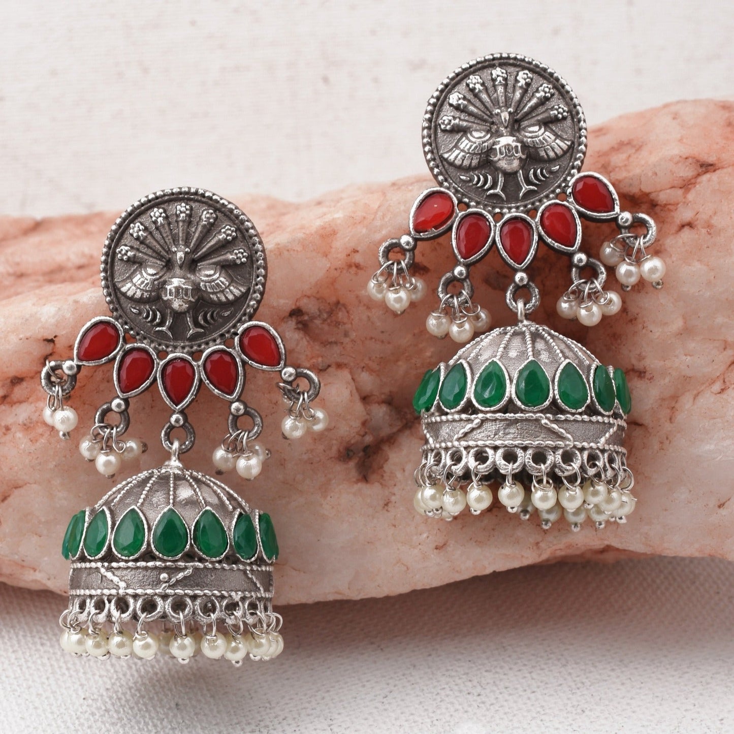 Aashvi Peacock Jhumka Earring - Krishaz