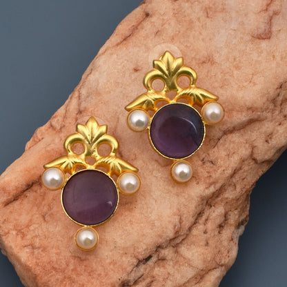 Raya Matte Gold Studs Earrings