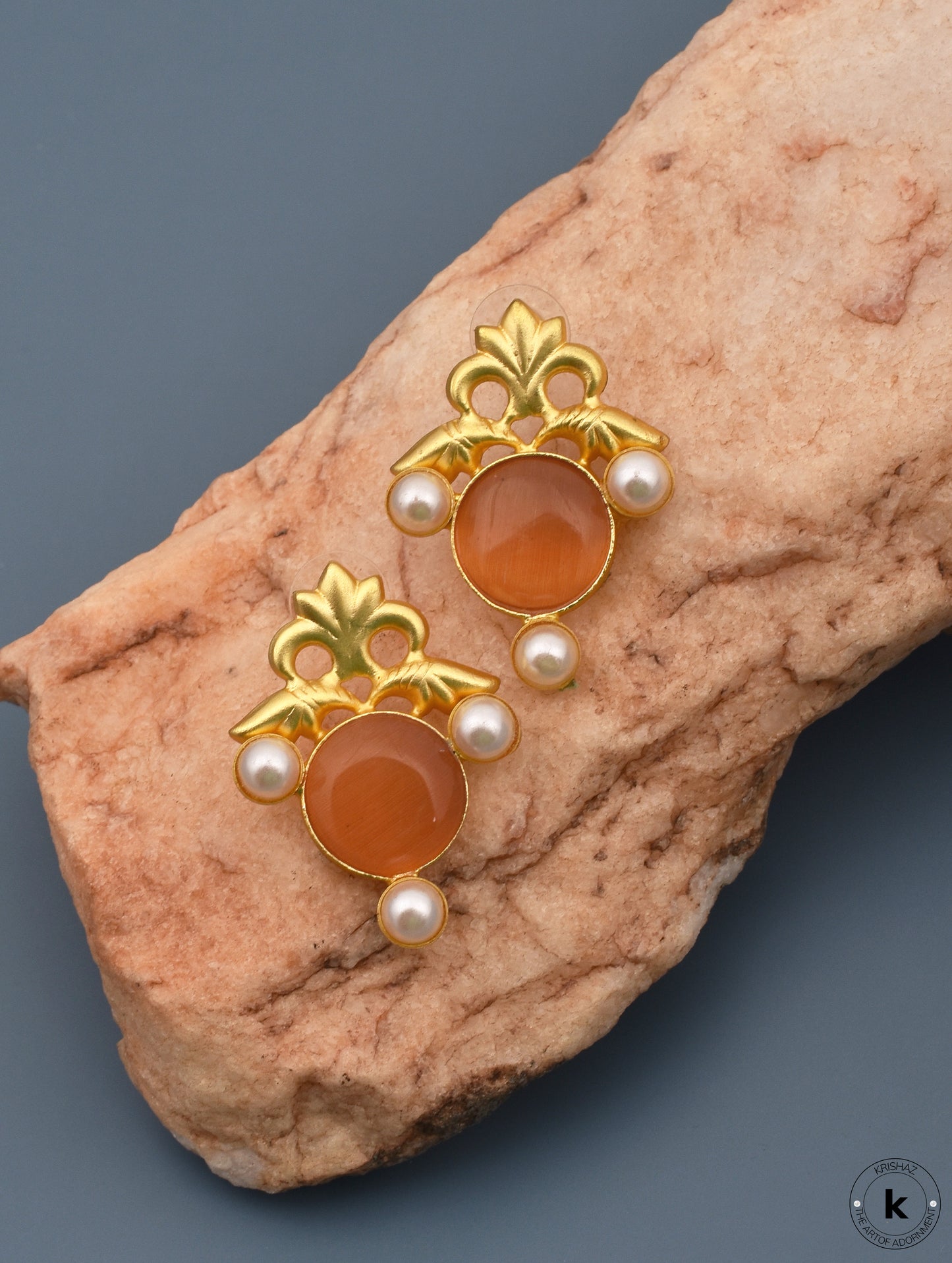 Raya Matte Gold Studs Earrings