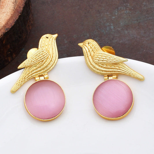 Swift Bird Shaped Matte Gold Dangler