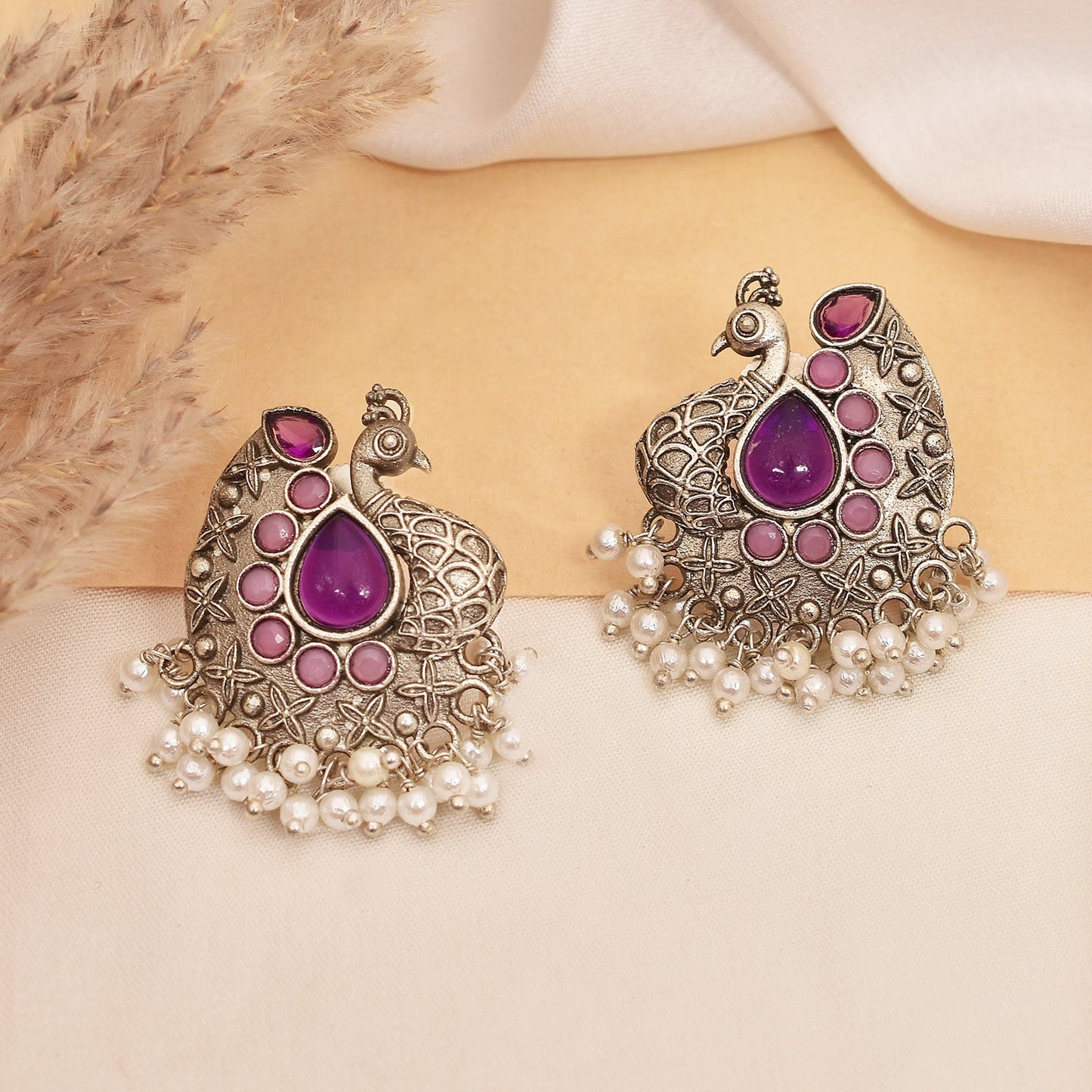 Shyla Peacock Stud Earrings - wxo