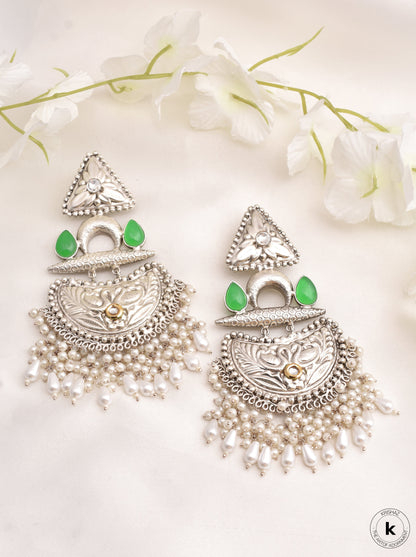 Nilakshi Premium Silver Dangler Earrings