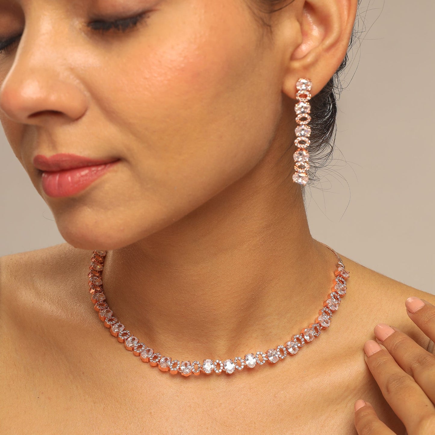 Lucia Rhodium Plated Cz Necklace