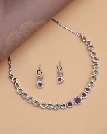 Lyla Rhodium Plated Cz Necklace