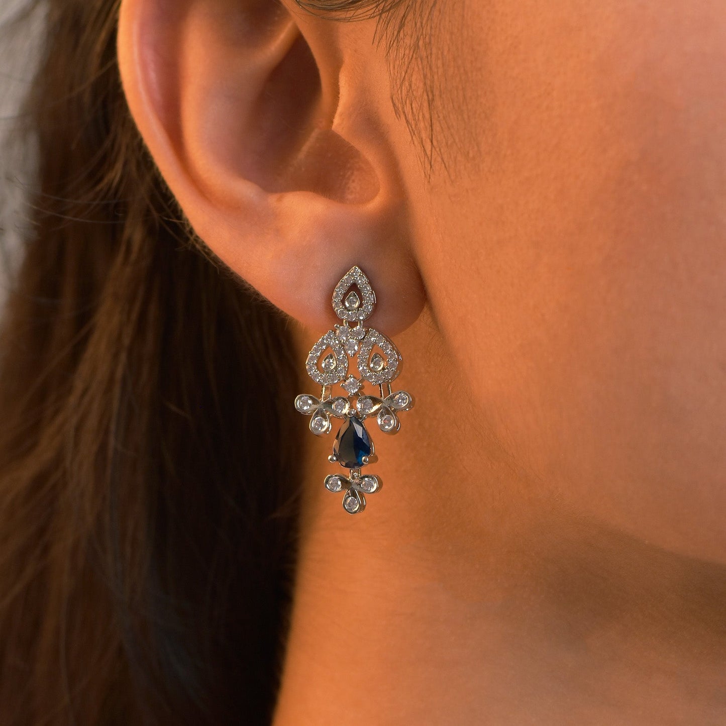 Zoe Rhodium Plated Cz Necklace